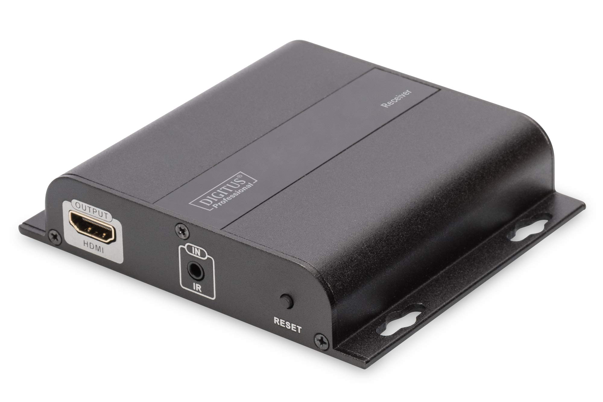 DIGITUS Profesjonalny przedłużacz 4K HDMI (jednostka odbiornika), IP, bezpośrednie połączenie (Cat 5, 5e, 6), do 253 odbiorników, rozdzielczość 3840 x 2160p z 30 Hz, czarny