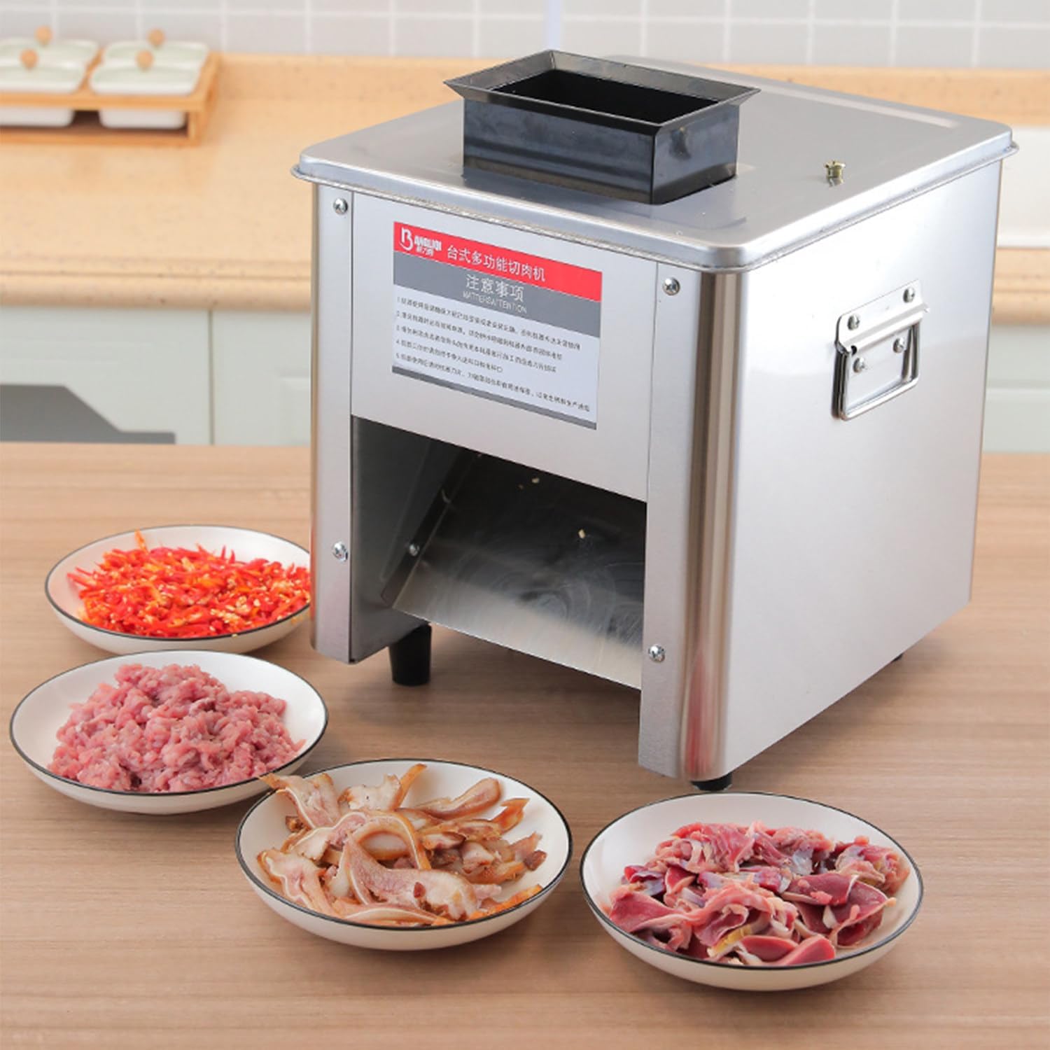 Electric Meat Cutter, Commercial Meat Cutter, Stainless Steel Meat Cutter, Fresh Meat and Vegetable Meat Cutter, Restaurant