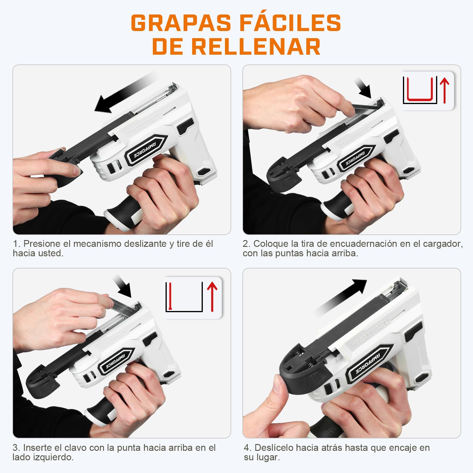 Pistola de Grapas Eléctrica 2 en 1 Inalámbrica 4V con Batería Litio, USB-C, Incluye Grapas y Clavos para Tapicería, Reparación de Muebles, Alfombras y Bricolaje