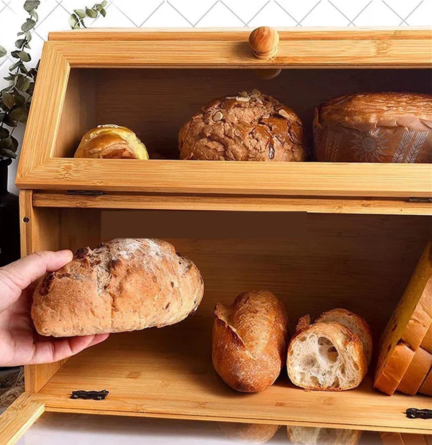 Ad Angolo Portapane Portapane in legno di grande capacità
