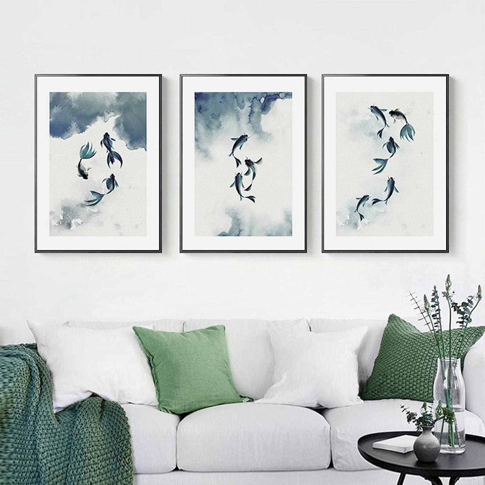 Image aquarelle pour la décoration du salon mer triptyque - 8