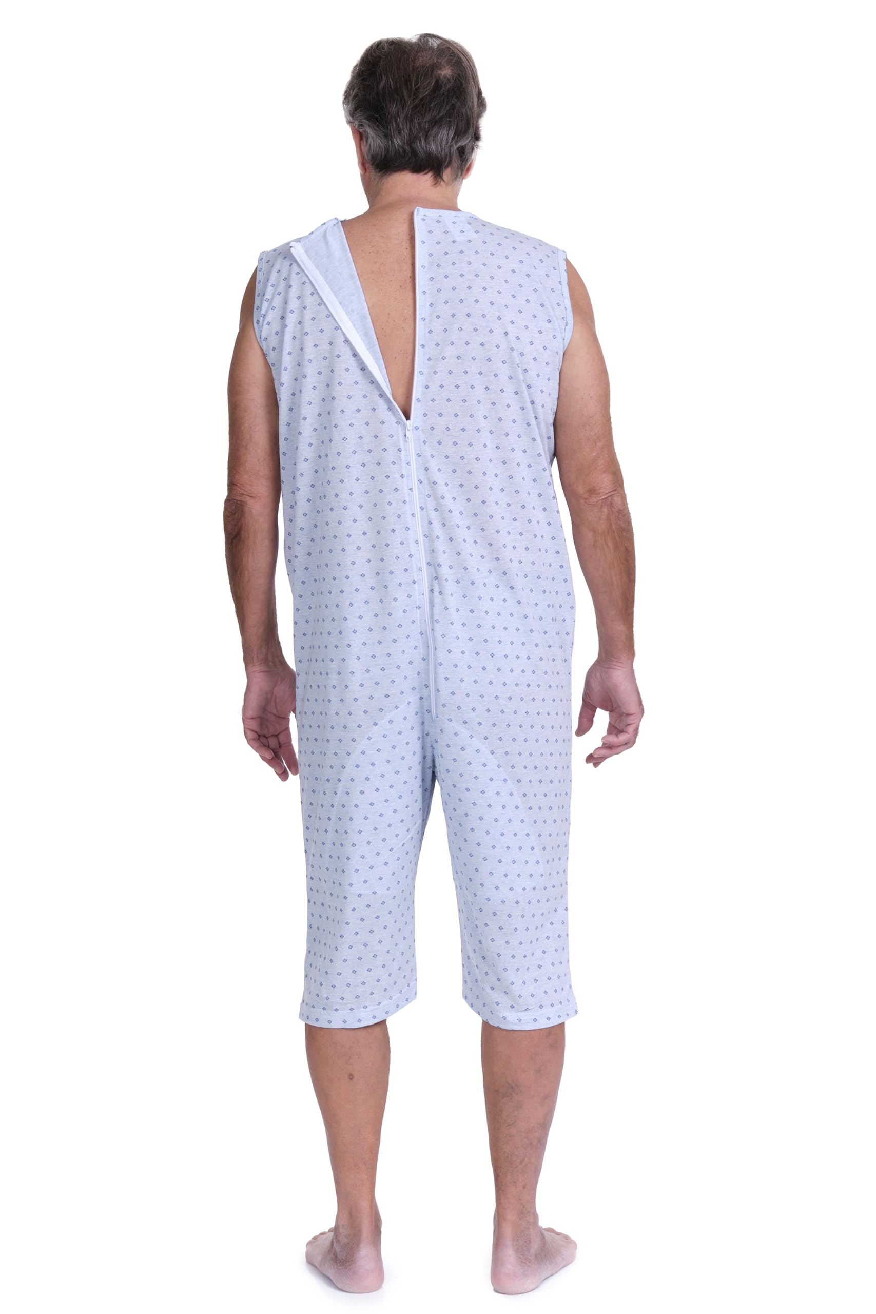FERRUCCI COMFORT Pyjama sanitaire tuton sans manches d'été avec pantalon court – 9008/7 – Convient aux personnes âgées – Fabriqué en Italie