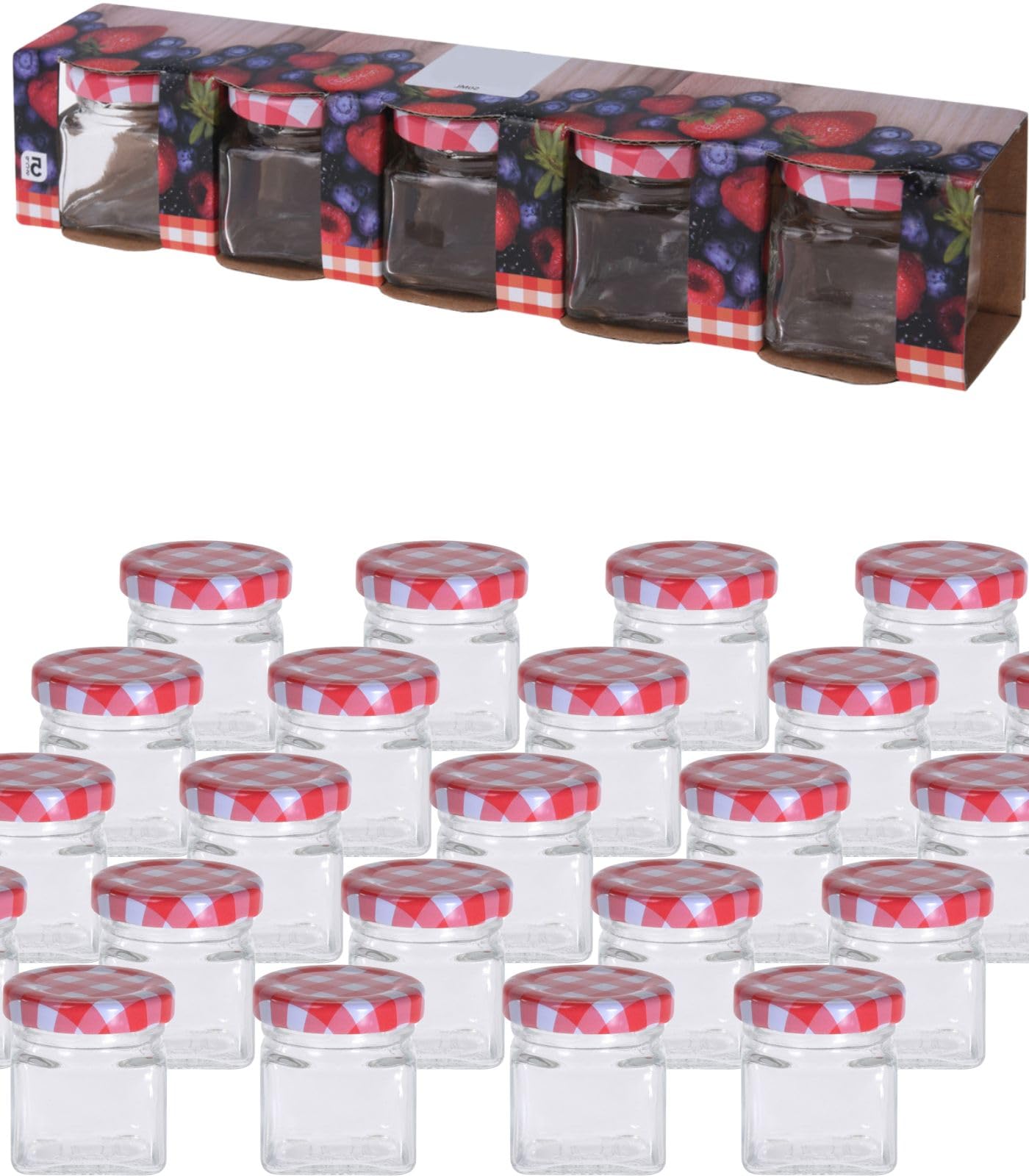 Flaschen-Fuchs 120 Stück Marmeladengläser klein 50ml mit Deckel mini Gläser Einmachgläser kleine Gläser mit Deckel kleine Honiggläser mit Schraubverschluss Schraubgläser Nachtisch Küche, Haushalt & Wohnen