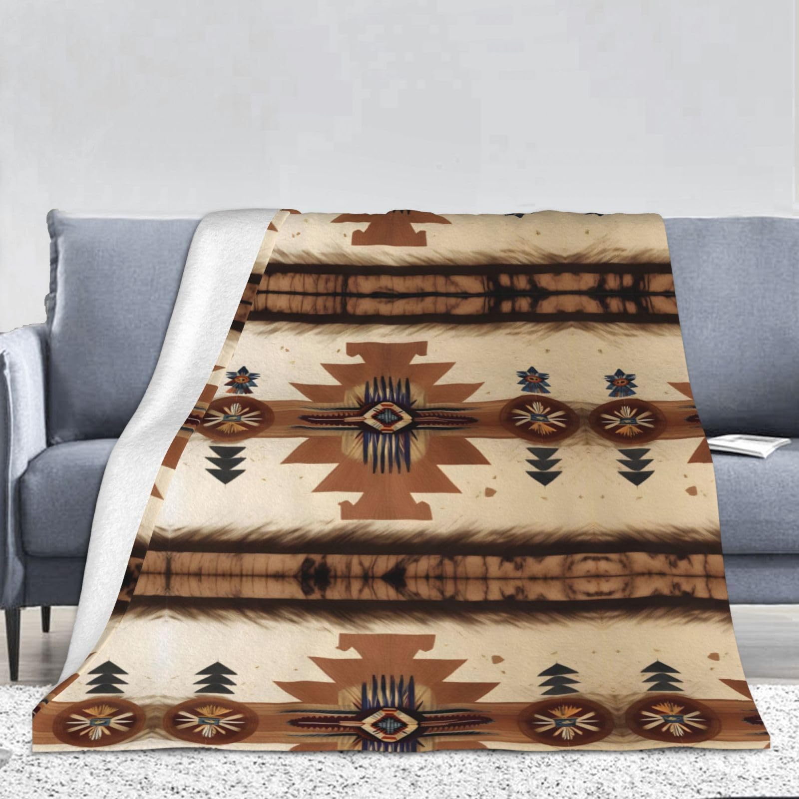Couverture flanelle amérindienne chaude pour peaux sensibles et frileux