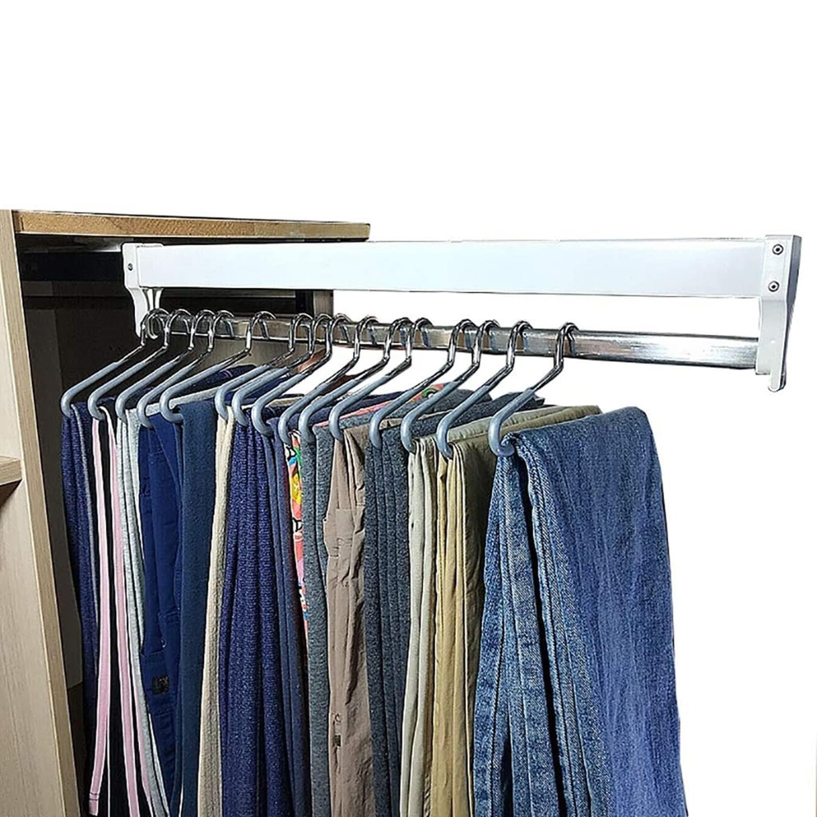 Tire de placard d'extraction extensible double piste pour penderie de manteau réglable