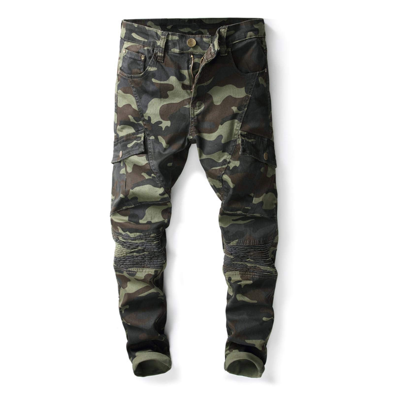 WQZYY&ASDCD Jeans Pantaloni Jeans Classici Casual da Uomo Jeans da Tasca con Stampa Mimetica alla Moda Pantaloni Jeans Cool da Uomo