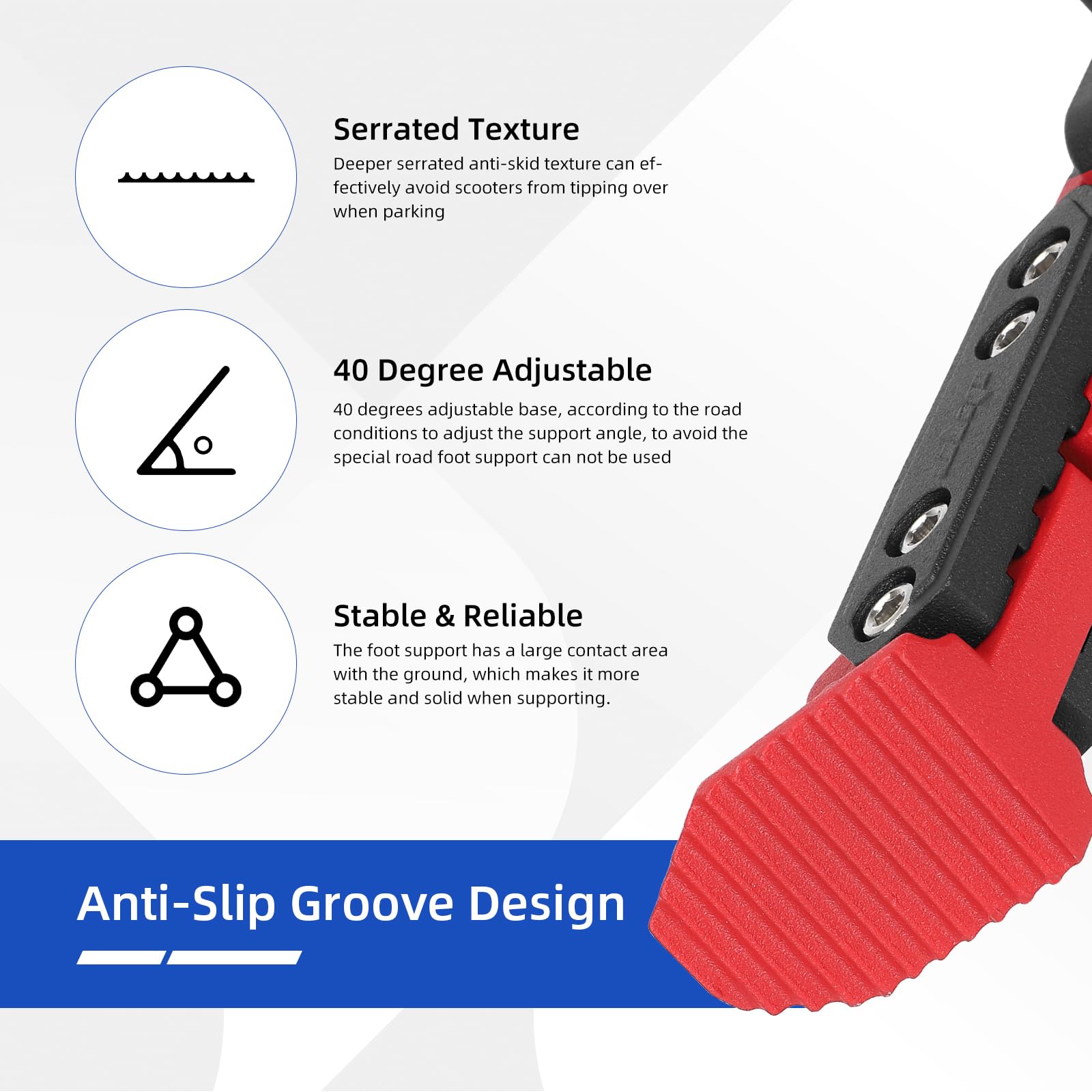 ulip Béquille réglable pour trottinette électrique - Accessoires de rechange pour Xiaomi 4 Segway Ninebot F Series Xiaomi M365 1S Pro Pro2 MI3 - Rouge et noir