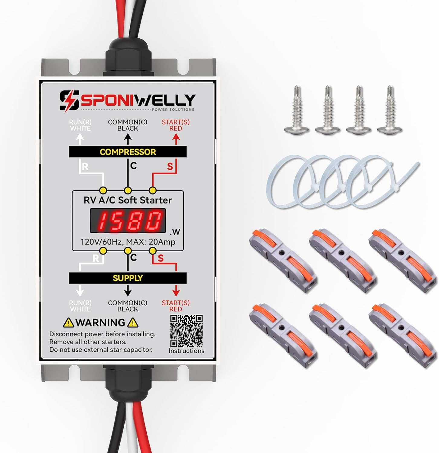 Soft Start Kit for Rv Air Conditioner, with Display Screen, Uses up to 70% Less Power to Start Rv Air Conditioner to Keep Comfortable, Easy to Install, RV30B