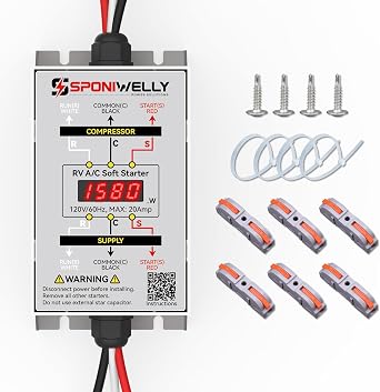 Soft Start Kit for Rv Air Conditioner, Display Real-time Power, Easily Start an AC and Other Appliances on RV Power, for Camper Air Conditioner, Include RV AC Soft Start Kit, RV30A, Silver