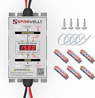 Soft Start Kit for Rv Air Conditioner, Display Real-time Power, Easily Start an AC and Other Appliances on RV Power, for Camper Air Conditioner, Include RV AC Soft Start Kit, RV30A, Silver