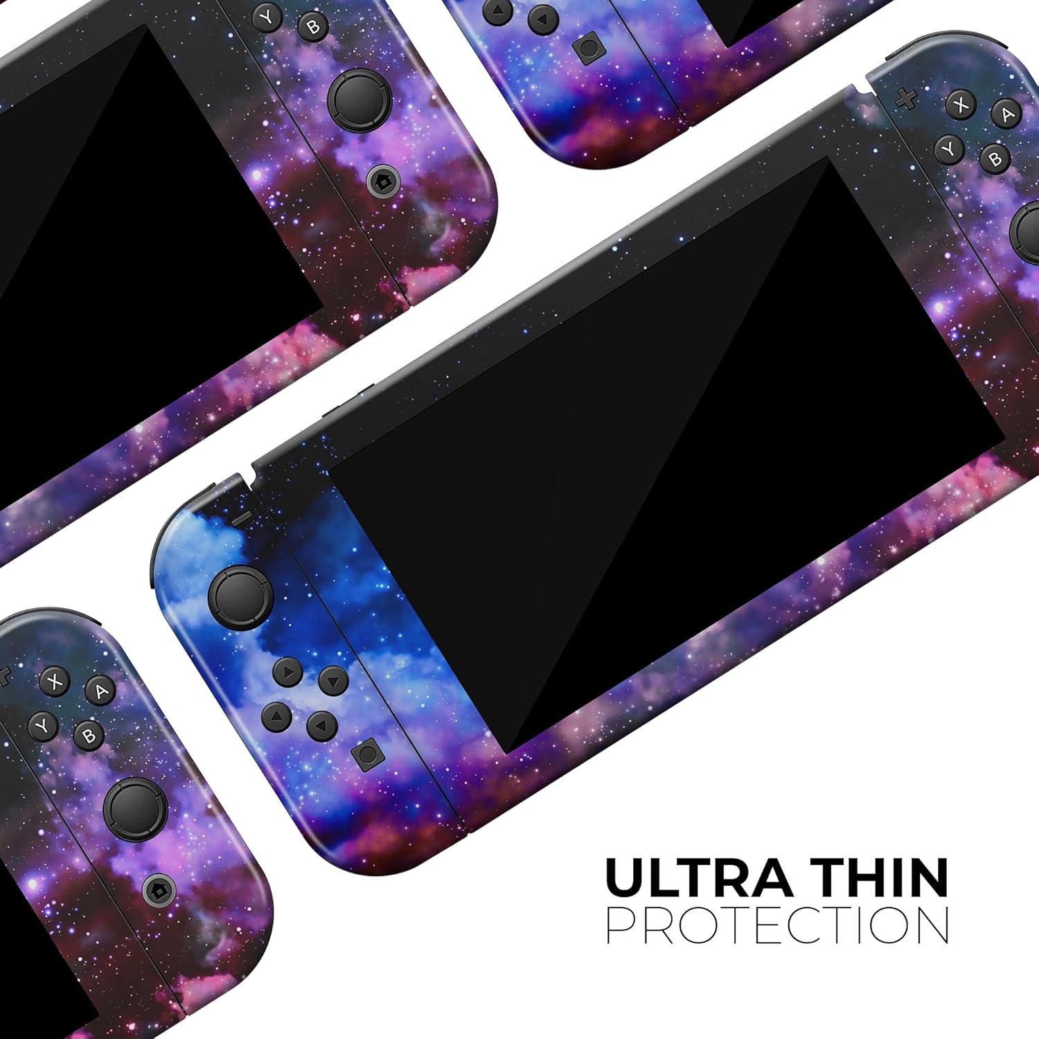 Design Skinz - Compatible with Nintendo Switch Console + Joy-Con - Skin Decal Protective Scratch-Resistant Removable Vinyl Wrap Cover - Purple Blue and Pink Cloud Galaxy
