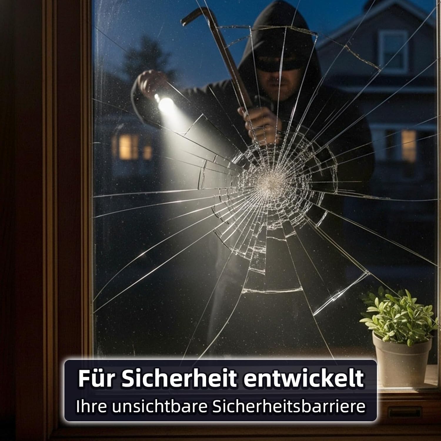 DIFIT Splitterschutzfolie 4Mil Klare Fensterfolie Sicherheitsfolie Selbstklebend Bruchsichere Schutzfolie Fenster Sicherheitsfilm für Zuhause Büro Supermarkt 44.3x200cm