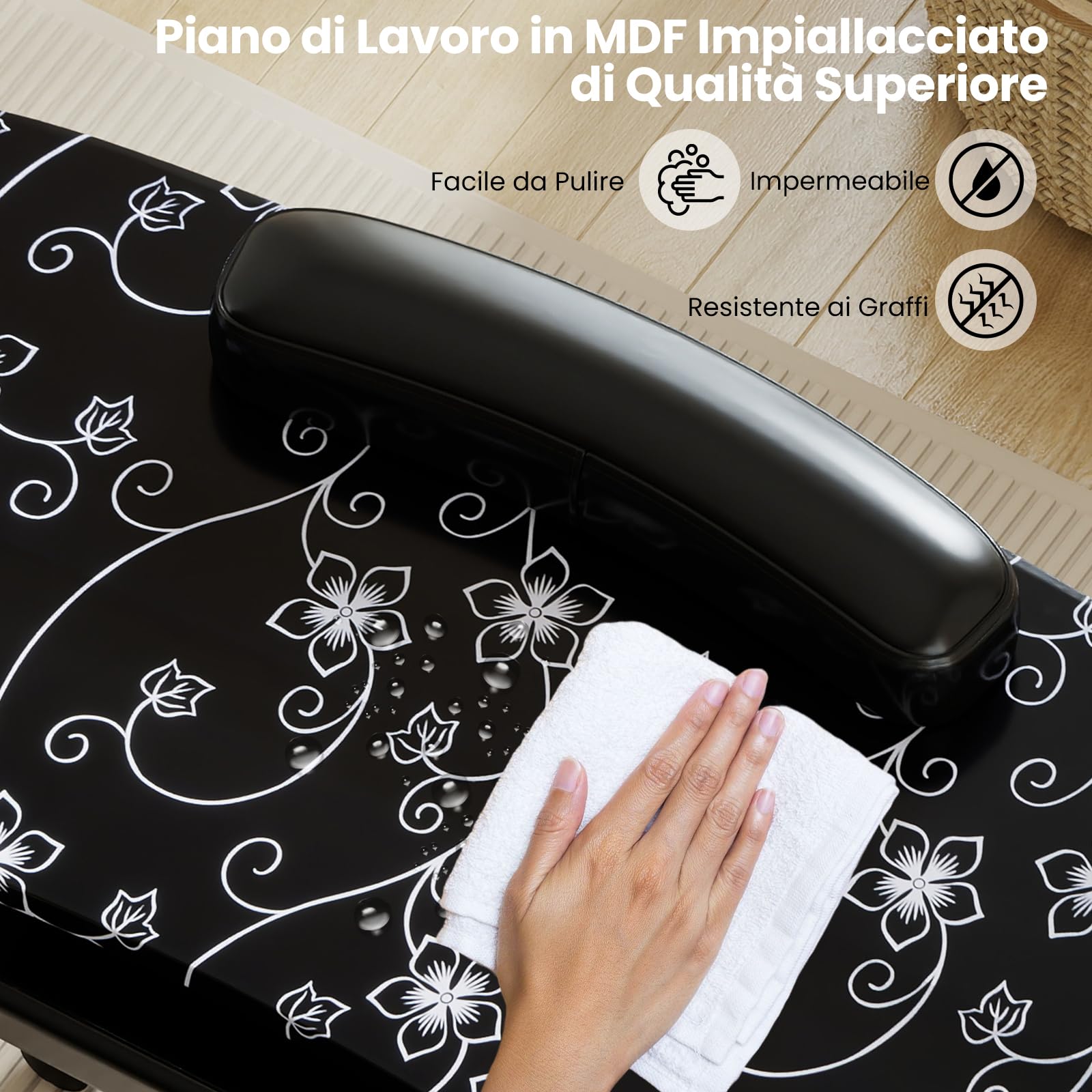COSTWAY Tavolo Manicure Pieghevole, Tavolo Unghie Estetista Portatile con Ruote, Cassetto, Cuscino Poggiapolsi e Borsa