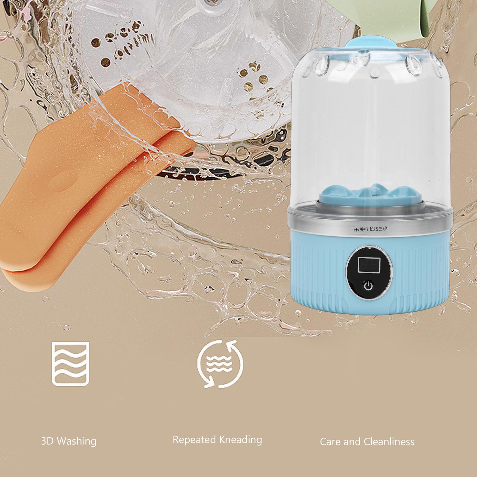 Lavadora Portátil, Mini Lavadora de Ropa Interior, Lavadora de Ropa Pequeña Inalámbrica Recargable para Calcetines, Viajes, RV, Apartamento, Hotel, Dormitorio (BLUE)