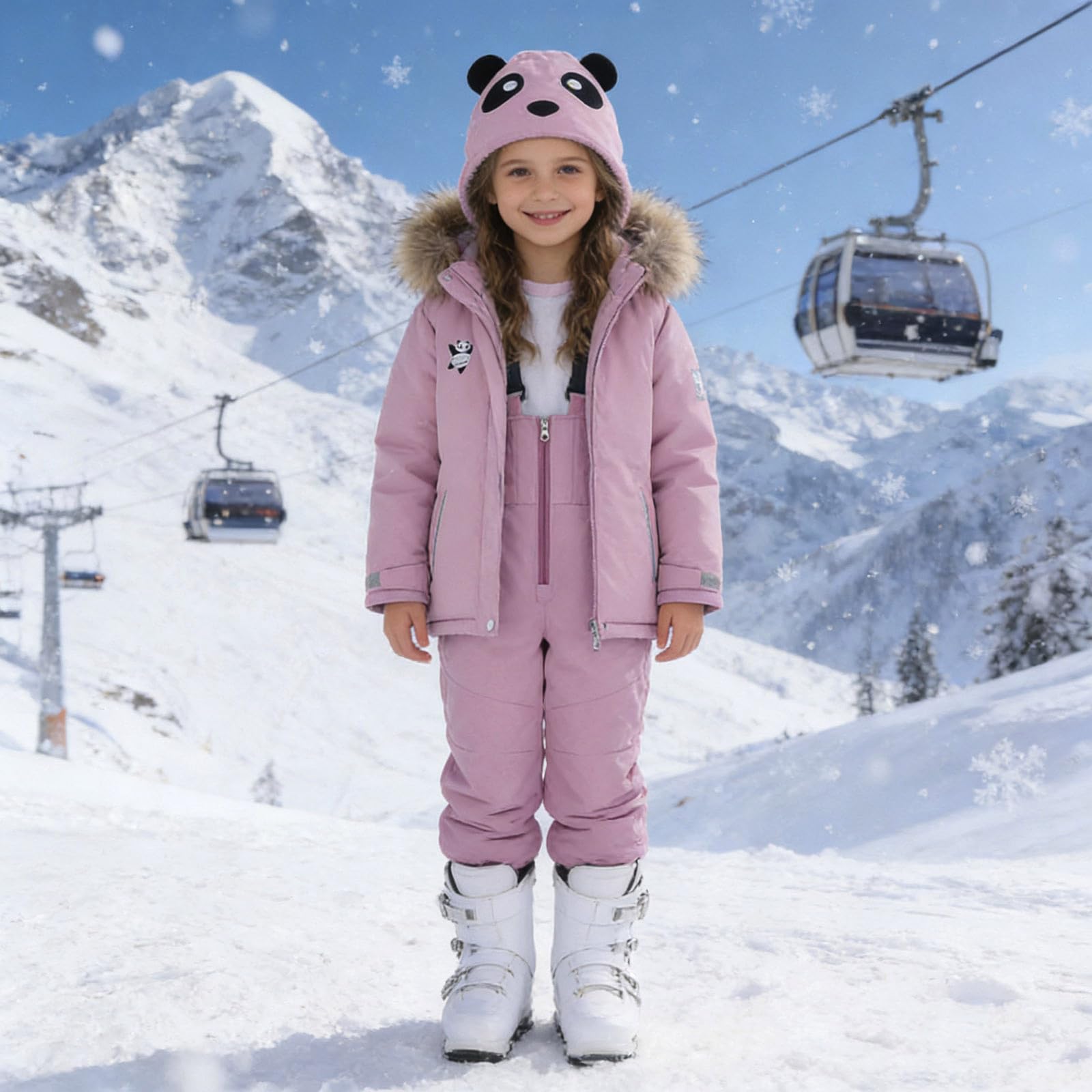 Kinder-Schneeanzug, Winddicht, isoliert, Winter-Skijacke und -Hose, Outfit für Jungen und Mädchen, Outdoor-Aktivitäten bei kaltem Wetter