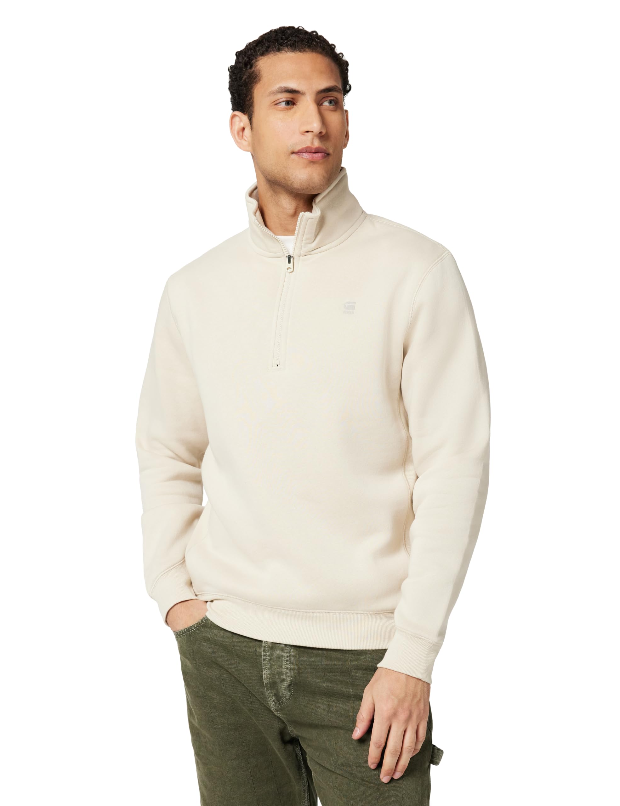 G-STAR Men's Premium Core Half Zip Sweater, White (Whitebait D26459-c235-1603), M