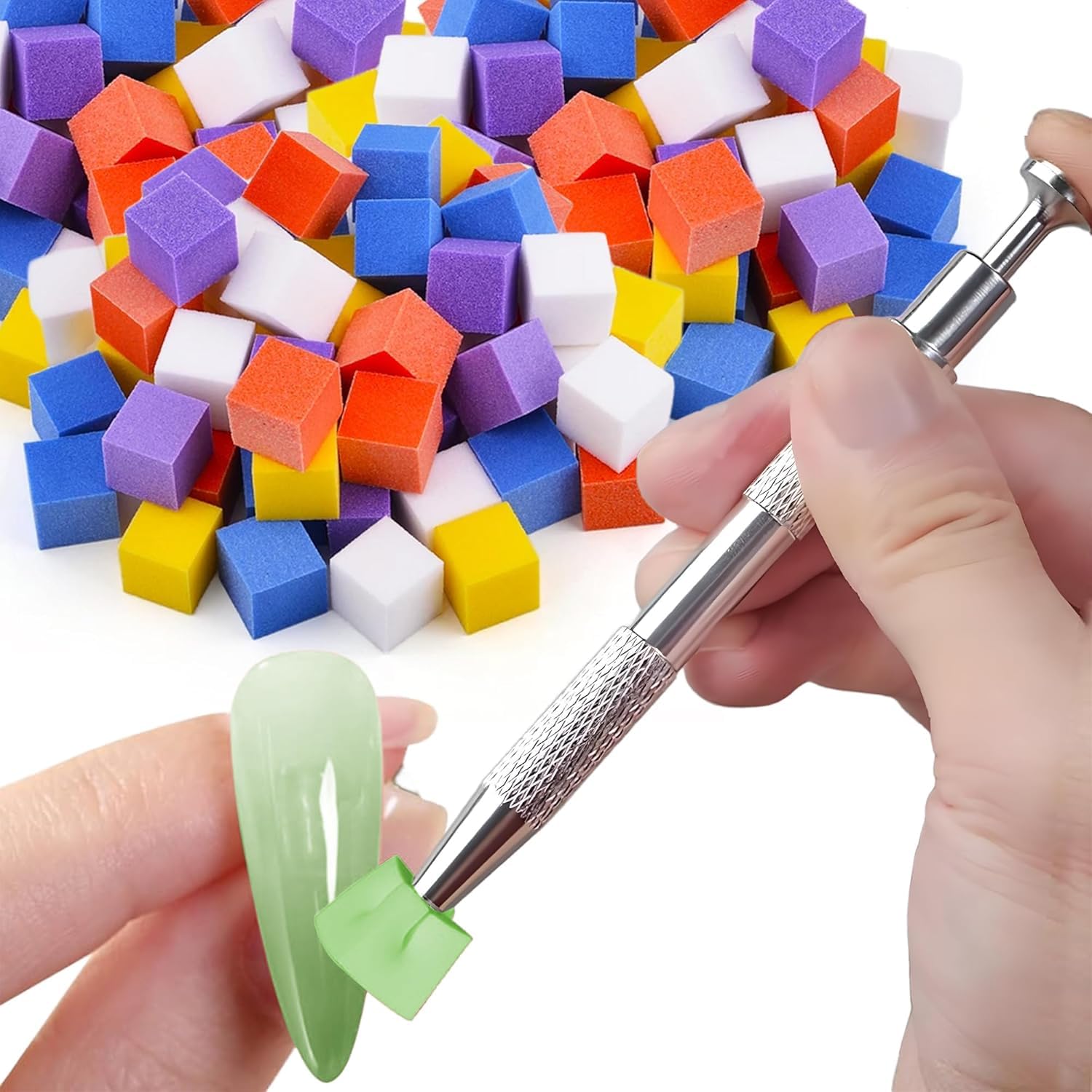 COSTICA | Nail Sponge | 1 Metal Grabber with 50 Pcs Mini Replaceable Nail Sponges Blocks | for Ombre Nail Art, Stamping Tools | Nail Art Tools Nail |-image-9