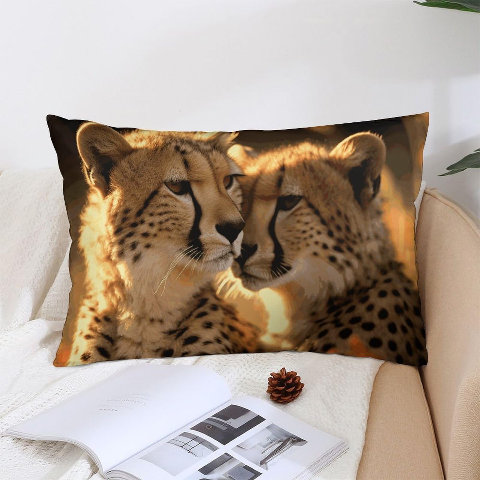 NTVOWPZO Decoration Throw Pillow Covers 12 "x20 Pillowcases Covers Cheetah Love Soft Pillowcases Modern Farmhouse Home Decor Sofa Cushions Covers for Couch Bed Living Room