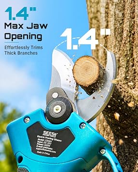 SEESII Electric Pruning Shears, 1.4 Cutting Cordless Pruner for Gardening