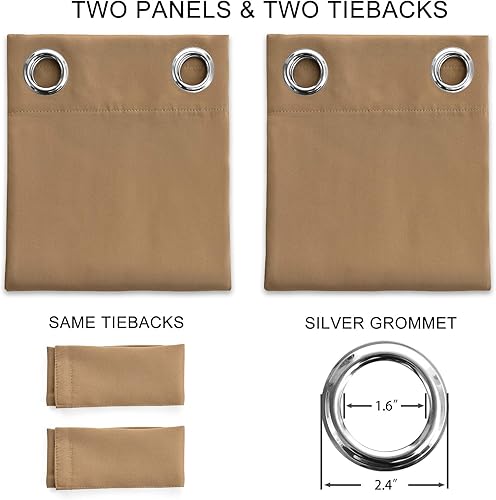 Miniatura 82 de Cortinas Opacas para Dormitorio con Aislamiento Térmico de Ojales Sólidos para Ventana Extra Anchas para Puerta Corredera, Juego de 2 Paneles de