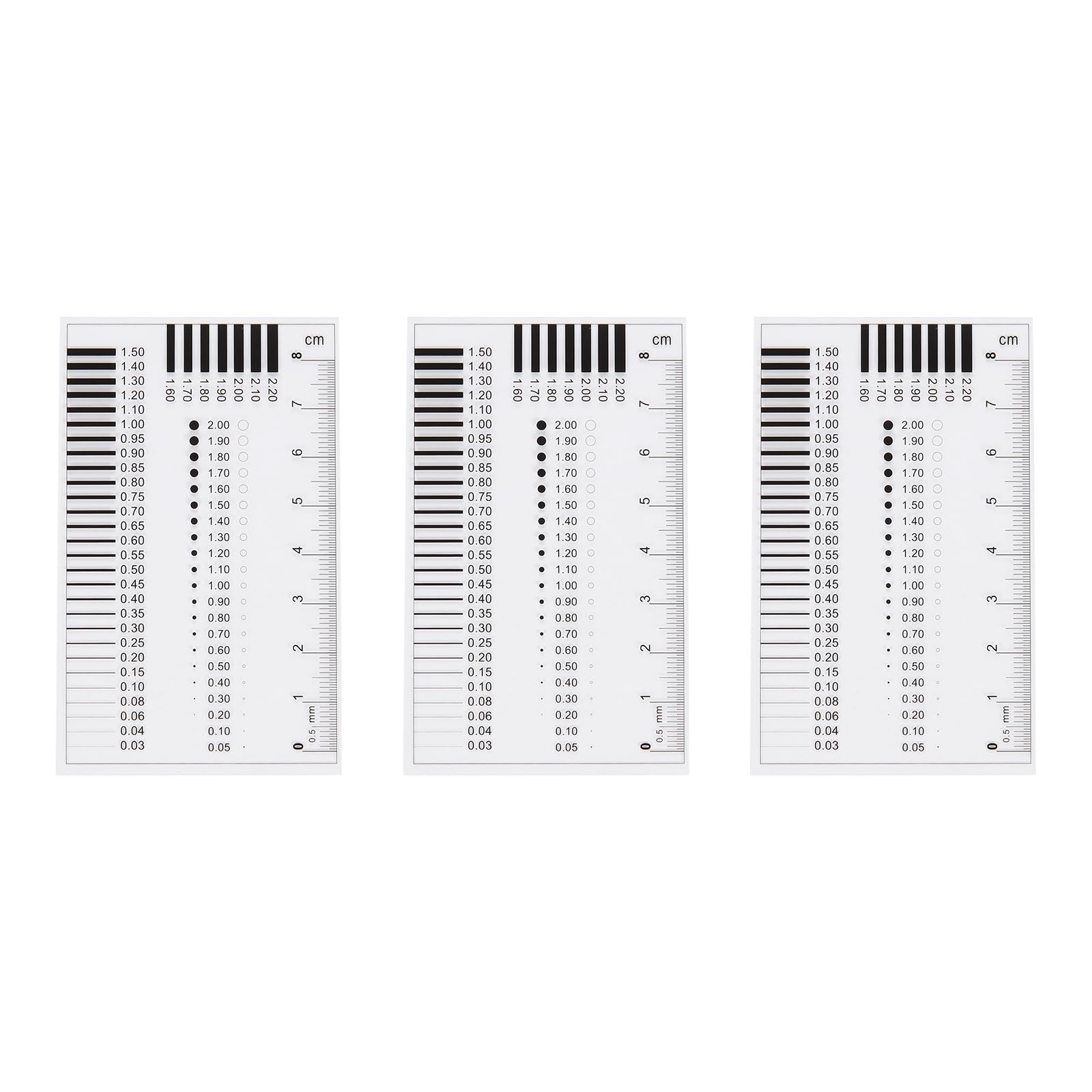 HARFINGTON 3pcs High Precision SEC Size Estimation Chart 90x55mm 0.12mm Transparency Flaw Detection Film Ruler for Diameter and Line Width Defects Measuring