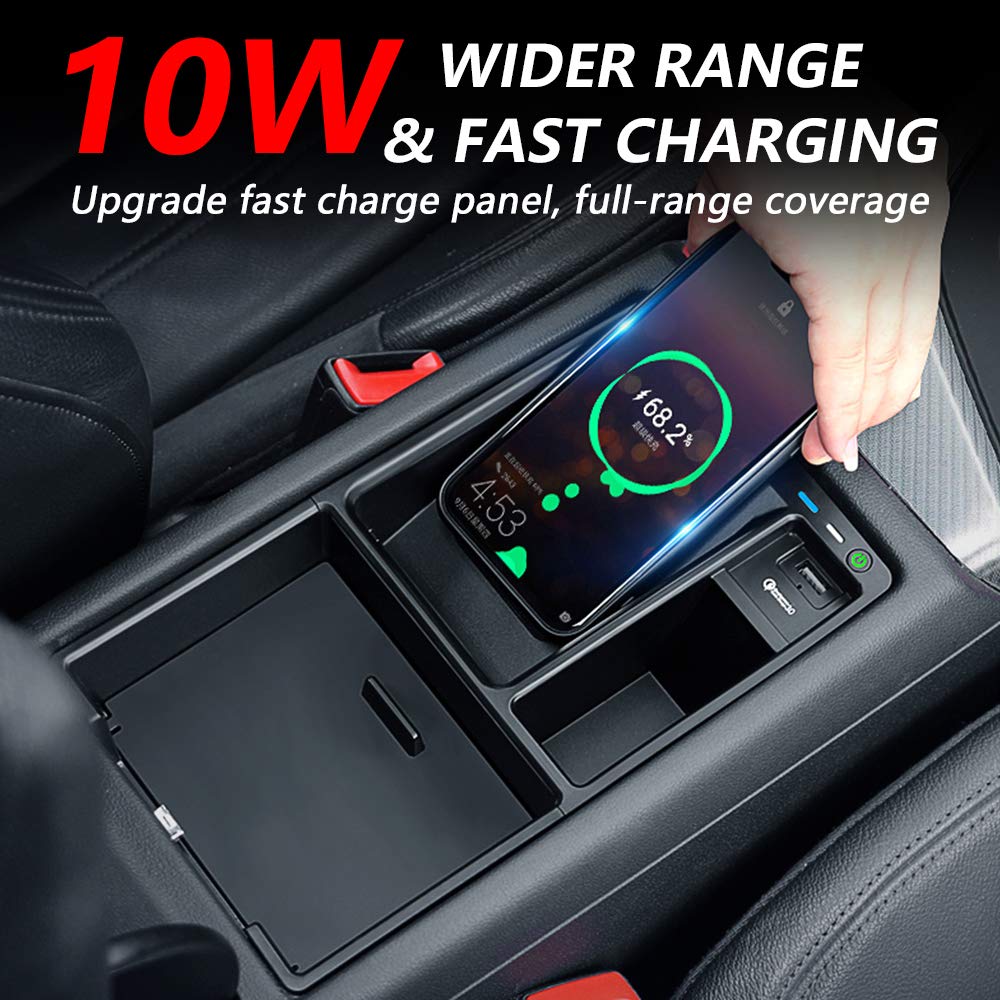 Cargador Inalámbrico Coche para Audi A4 A5 S4 S5 2017-2021 Panel de Accesorios de la Consola Central, 10W Carga Rápida Teléfono de Caja de Almacenamiento de Inserción para iPhone Samsung
