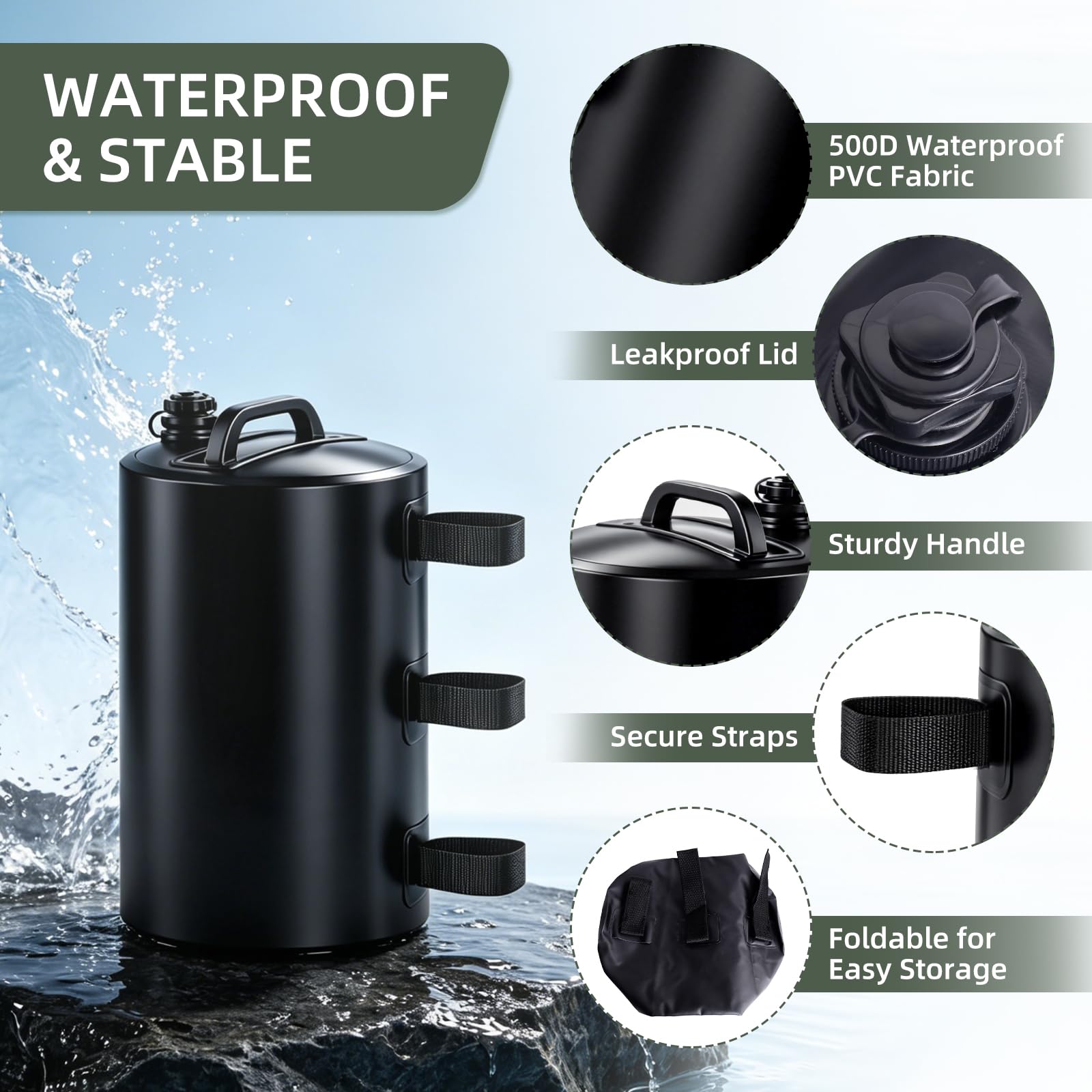 Lot de 4 poids de tonnelle remplissables d'eau réutilisables pour tentes pop-up, jardin, pavillons