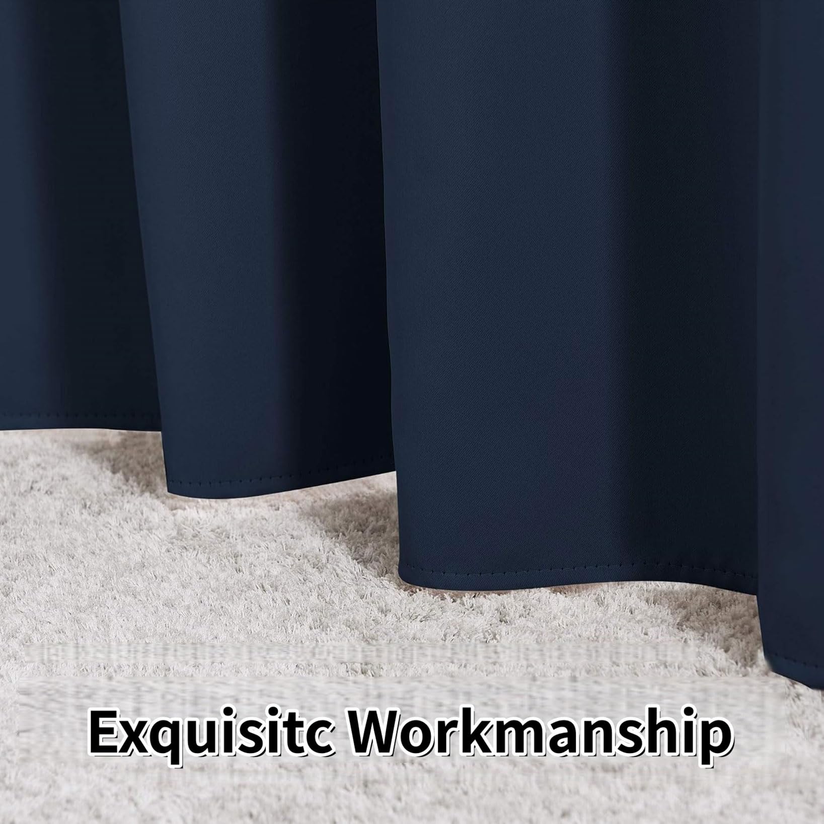 Thermovorhang 110 x 270 cm Verdunkelung Kälteschutz Schlafzimmer Curtains mit Ösen Modern 1 Stück für Wohnzimmer Schlafzimmer Heimbüro, Marineblau