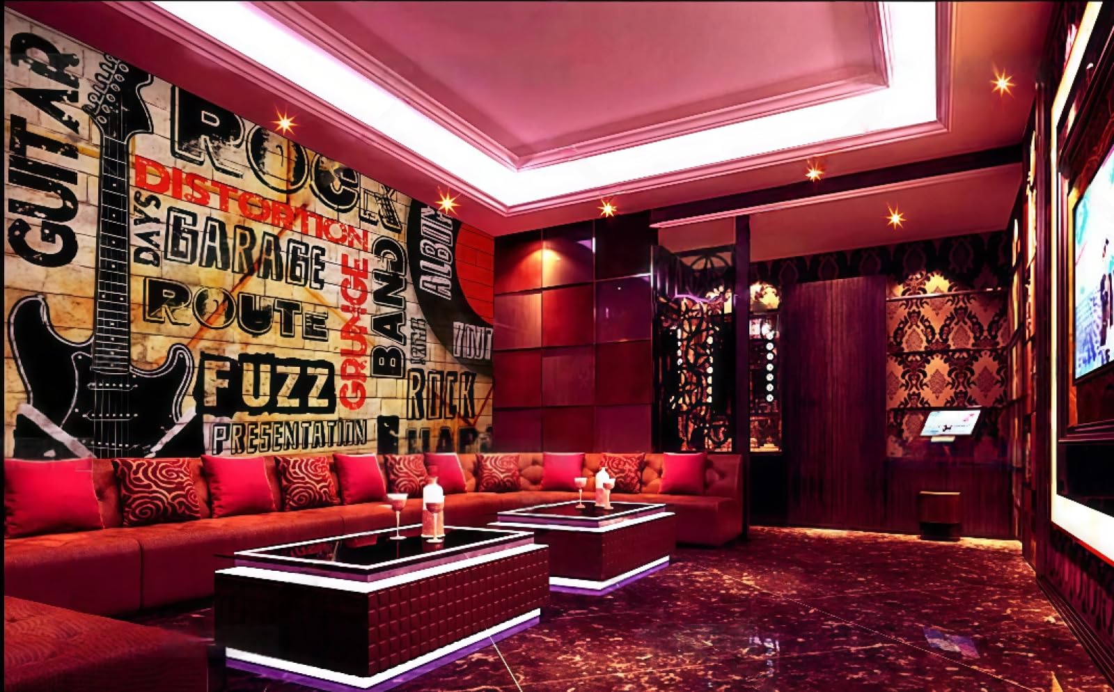 rskjdghshd Wallpaper Retro Brick Wall Rock Music English Alphabet Theme Nightclub Bar Western Restaurant Background Wall Mural Afternoon Tea Coffee Shop Wallpaper,3D,350x245cm