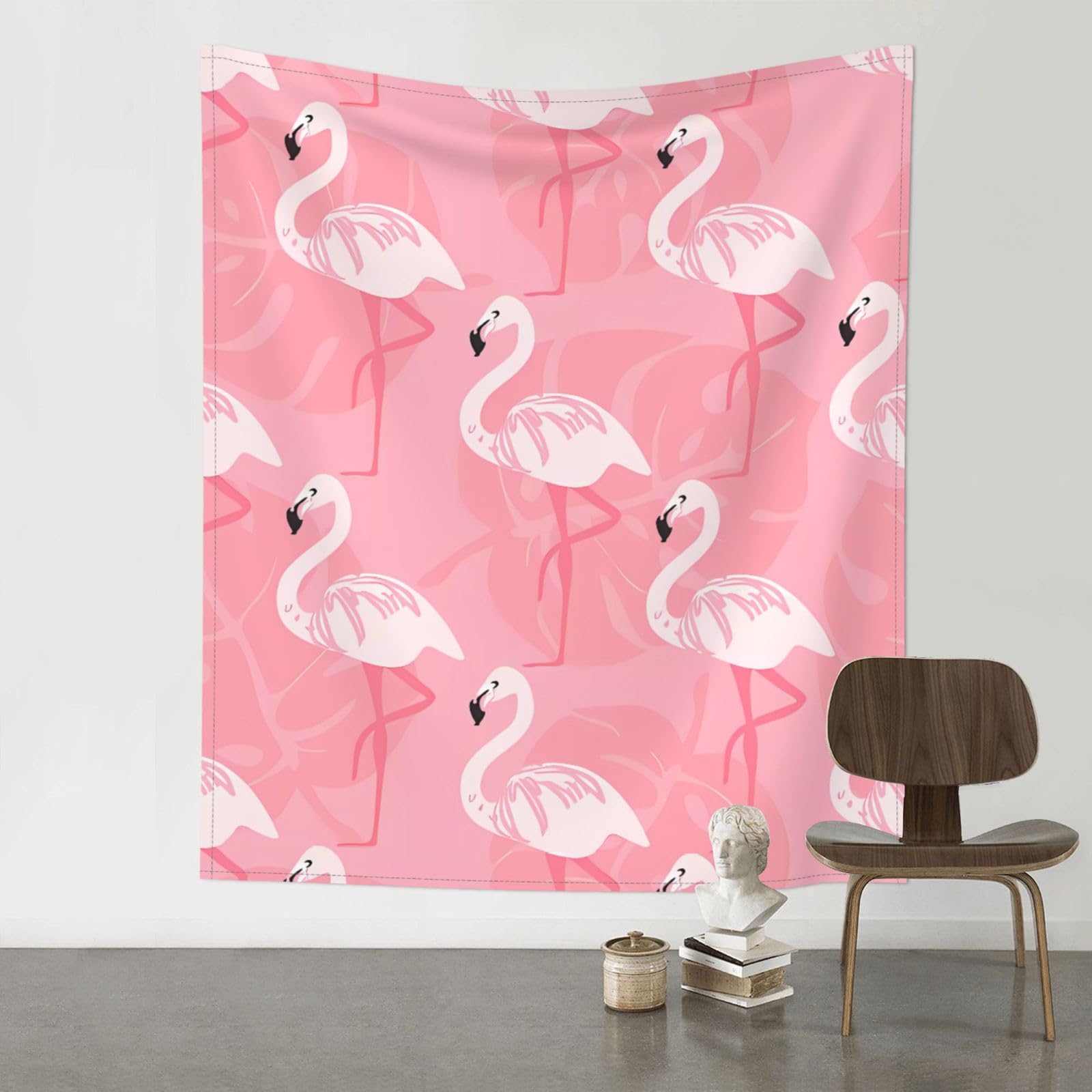 YYHWHJDE Summer Flamingo Palm Leaves Prints Wall Tapestry 60x51in - High-Grade Polyester Throw for Dorm Room Decor, Beach Blankets & Home Accent