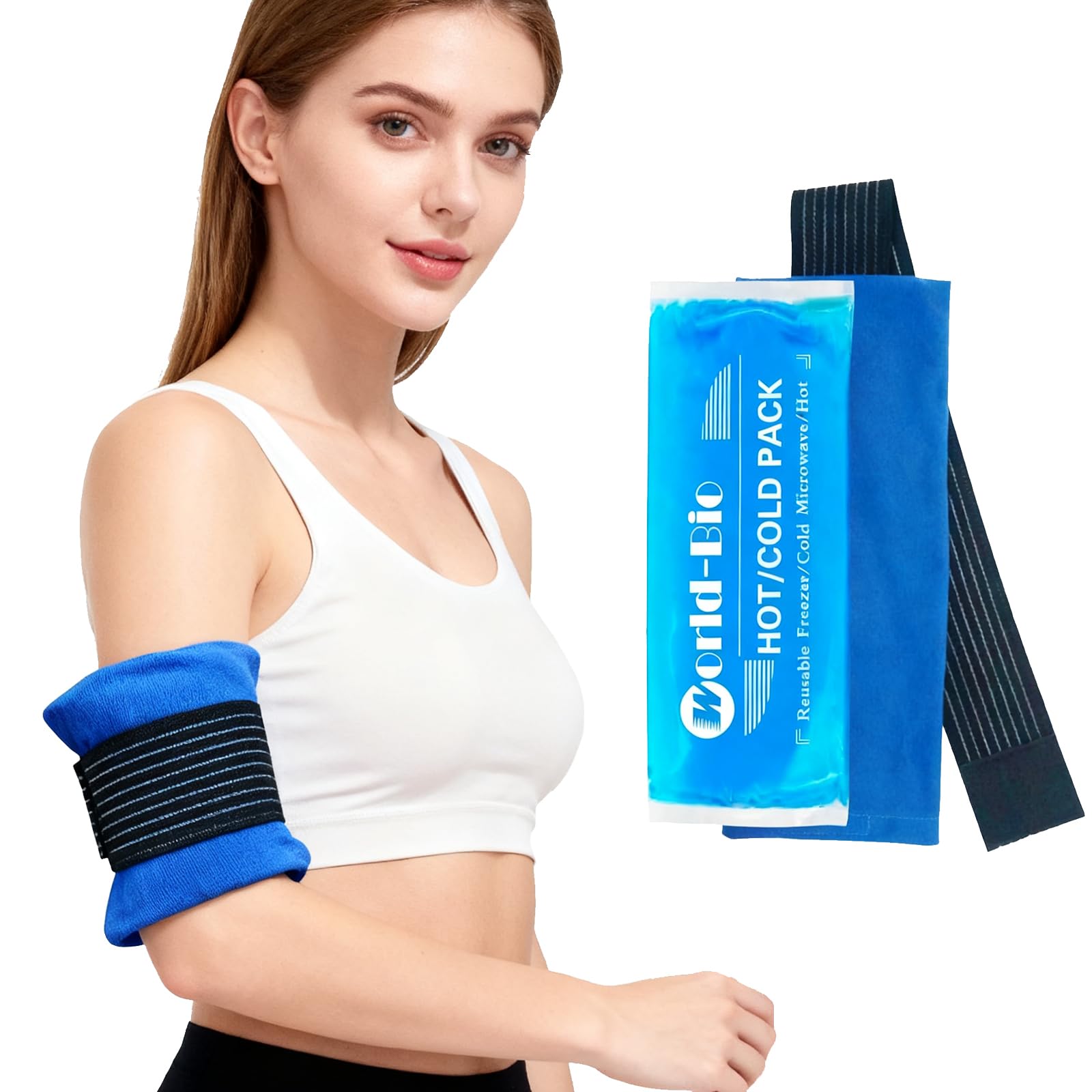 Soft Gel Ice Pack for Injuries Reusable, Flexible Hot Cold Pack for Forehead Neck Head Knee Ankle Wrist Elbow, Medical Cold Pack for First Aid, Migraines (12'' X 4.7''- 1 Ice Pack & Wrap)