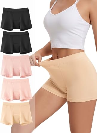 TIICHOO Incontinence Underwear for Women Washable Leak Proof Boxers Bladder Protective Boyshorts 5 Pack