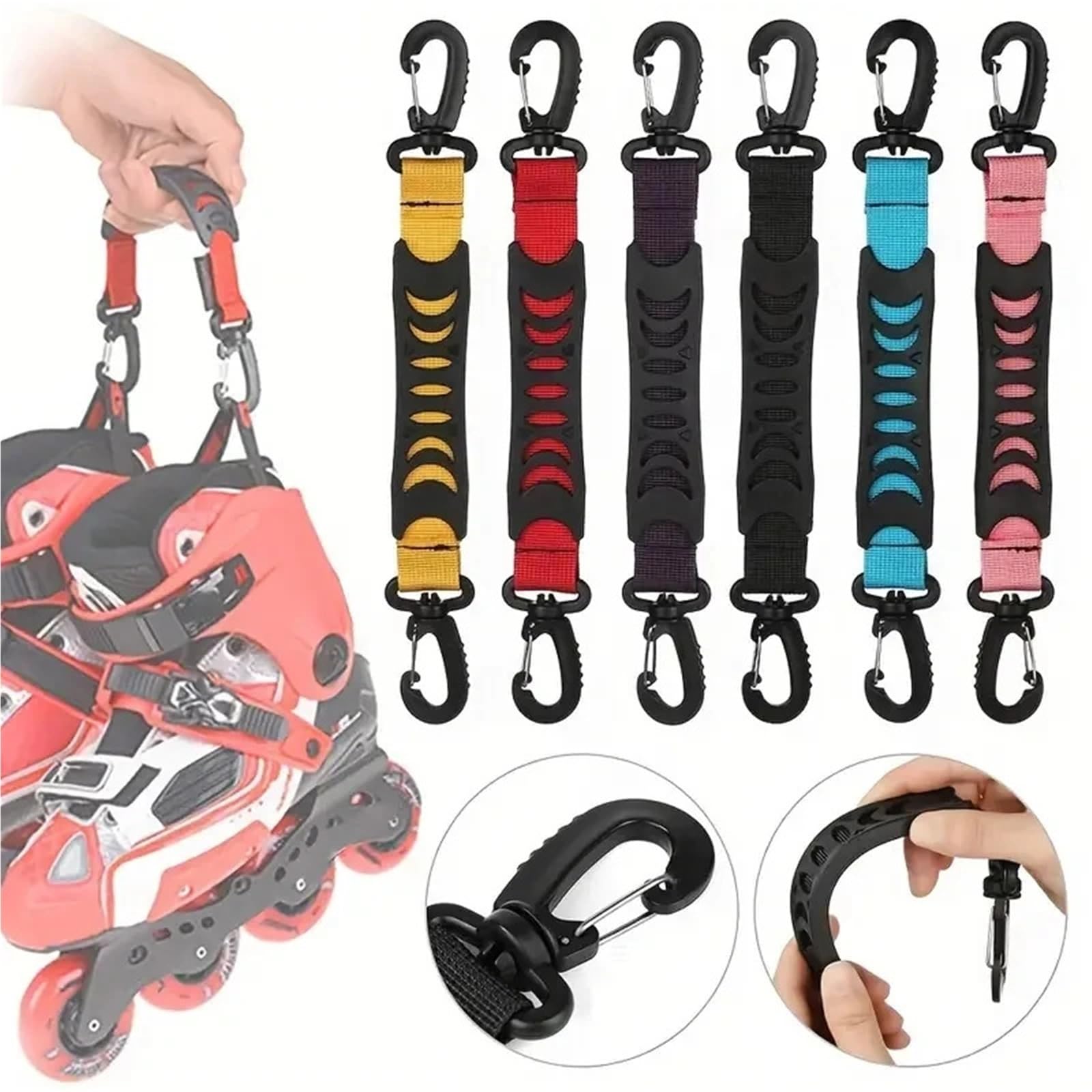 Lot de 16 laisses de planche à neige pour patins à roulettes, chaussures de ski, crochets professionnels et pratiques pour patins à roues alignées, accessoires de patinage