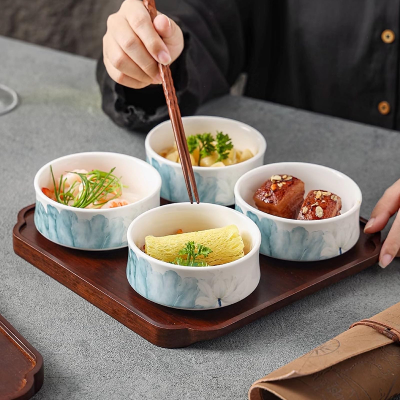 Talerz z przekąskami Kubeczki do maczania nadają się przyprawianych olejów, sushi, salsy, wasabi, śmietany i przekąsek