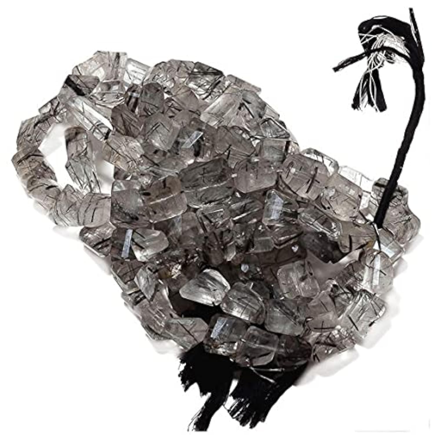Quartz rutilé noir AAA tumbles facettées 14-20mm pour bijoux d'exception