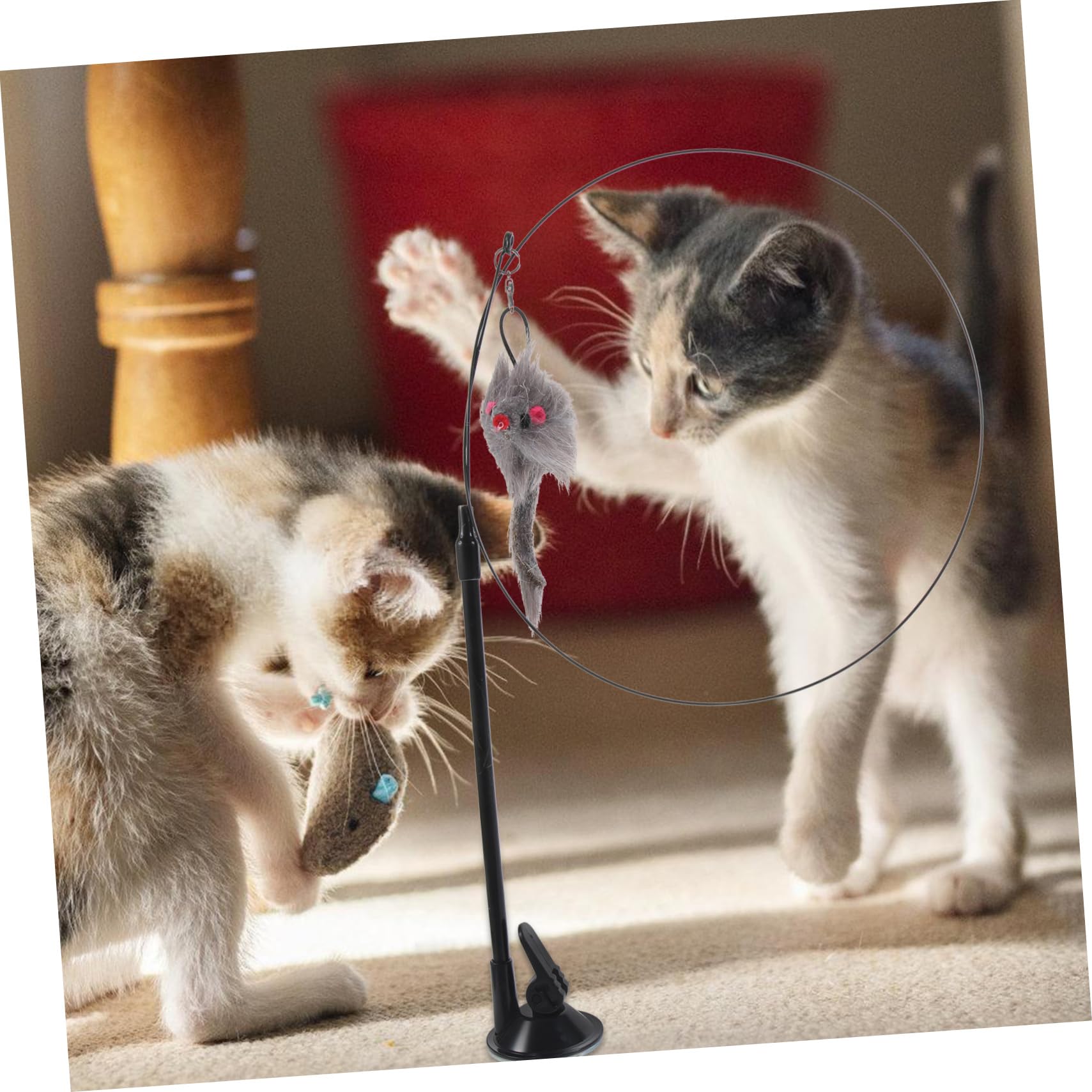 Happyyami Jouet Interactif pour Chat avec Ventouse Canne De Amusante pour Renforcer Le Lien avec Votre Animal Et Instincts De Chasse