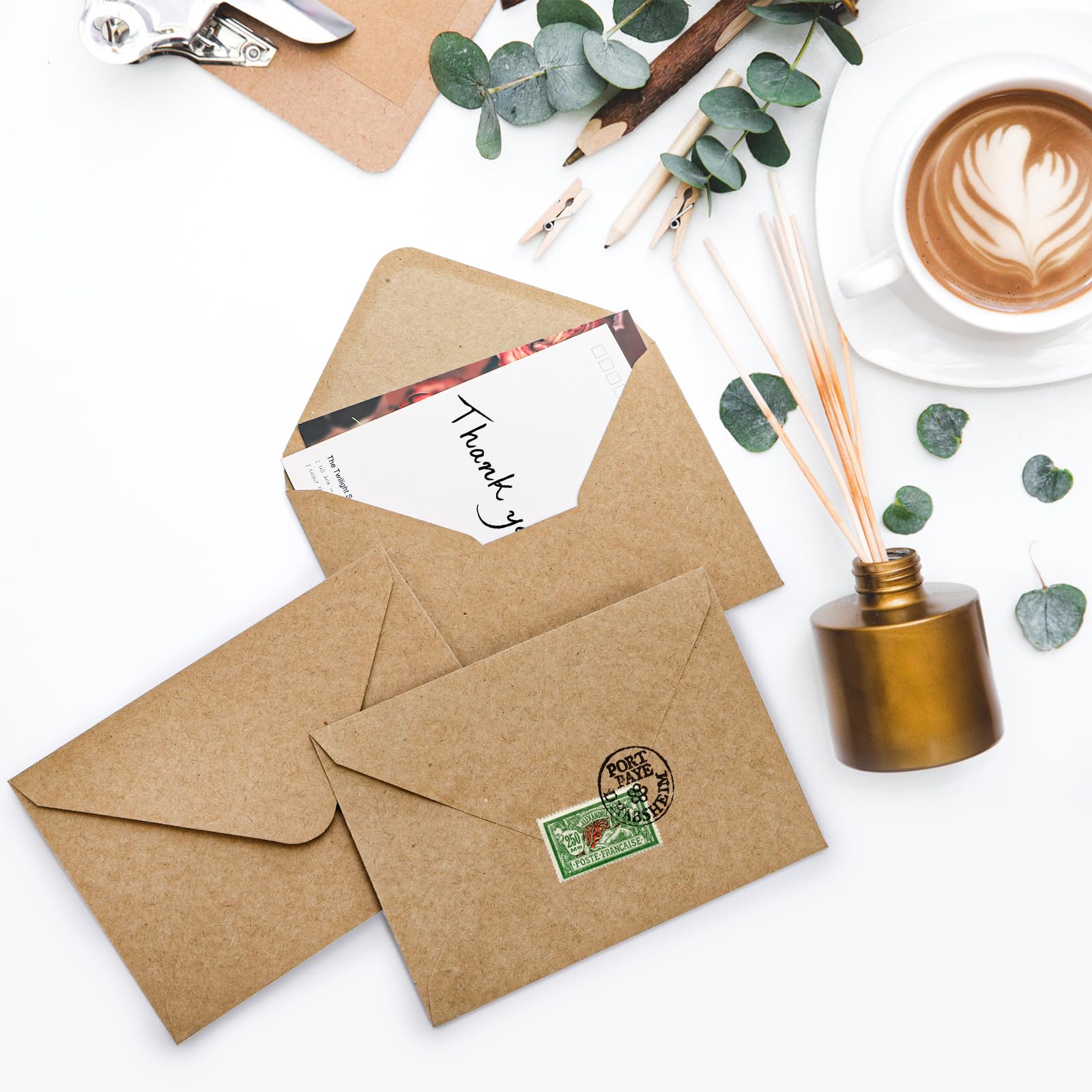 Nicunom Paquete de 150 sobres de papel kraft, sobres marrones de 4 x 6 pulgadas, sobres de papel kraft autoadhesivos, sobres de invitación, sobres de tarjetas, sobres de postal