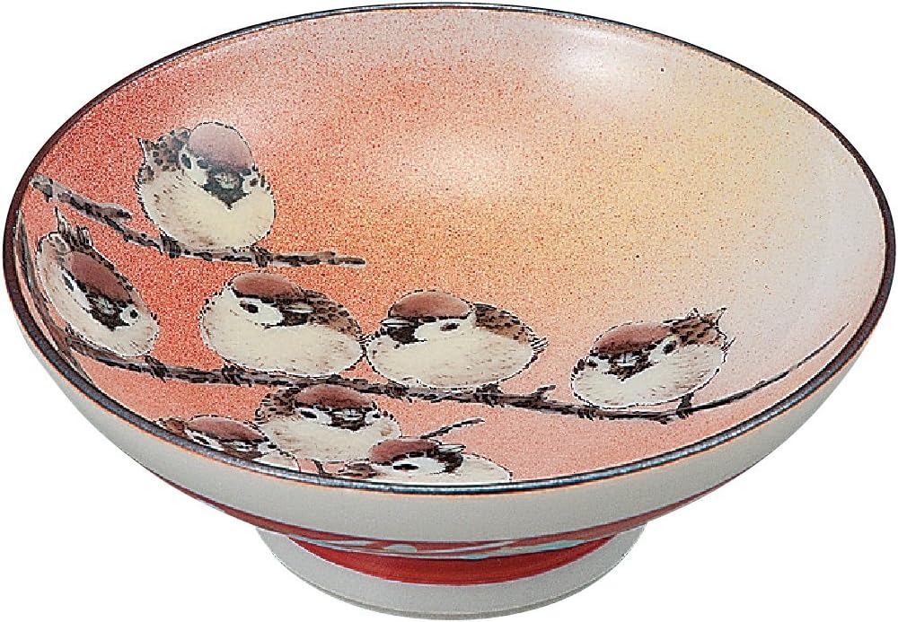 Kutani Ware K4-1211 Nakamura Toshijin Glass (Paulownia Box), Good Luck Lucky Sparrow Figure