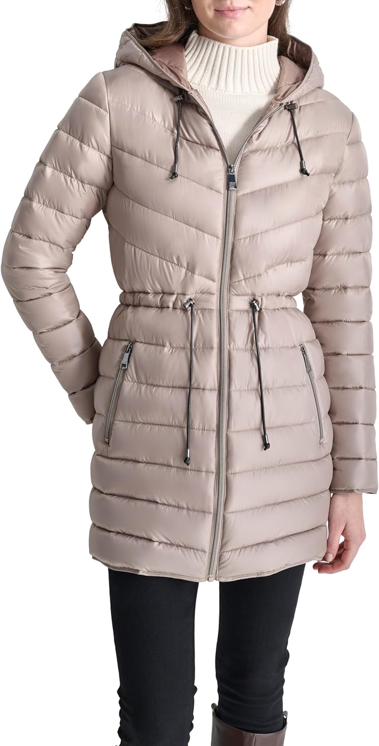 DKNY Women's Anorak Light-weight Puffer