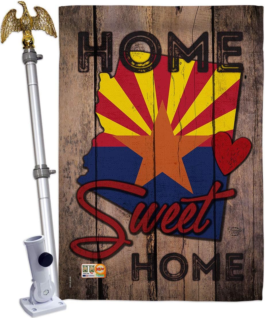 State Arizona Home Sweet House Flag Dowel Set Americana States USA American Territories Republic Country Particular Area Small Decorative Gift Yard Banner Double-Sided Made In 28 X 40