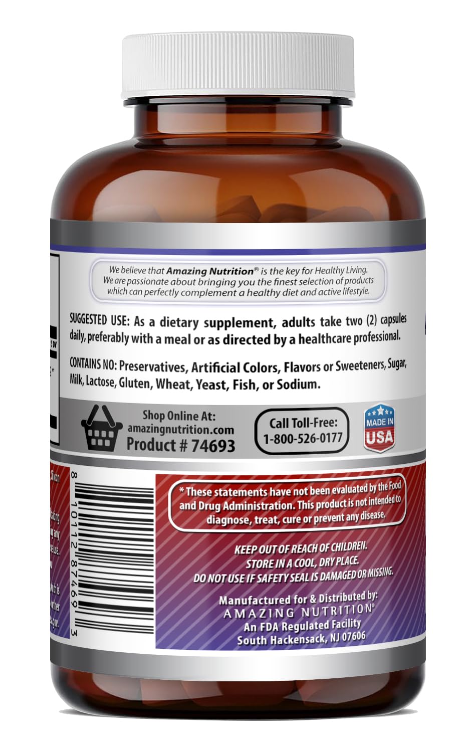 Amazing Formulas Tribulus Terrestris 750 Mg | Standardized 20:1 Extract | 180 Capsules | 15000 Mg Equivalent | Gluten-Free | Made in the USA — Amazon image 3