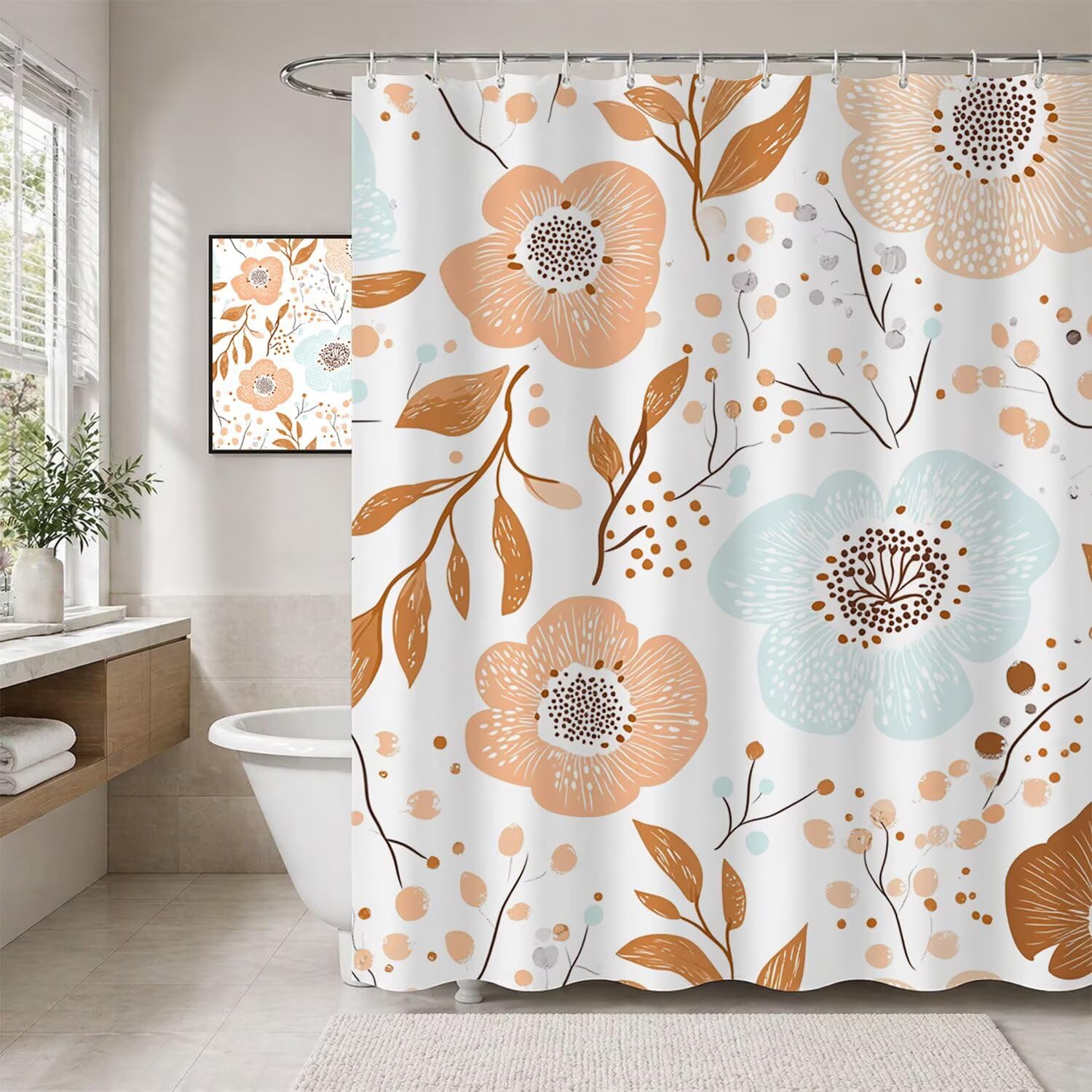 Rideau de douche déco fleur pour transformer votre salle de bain