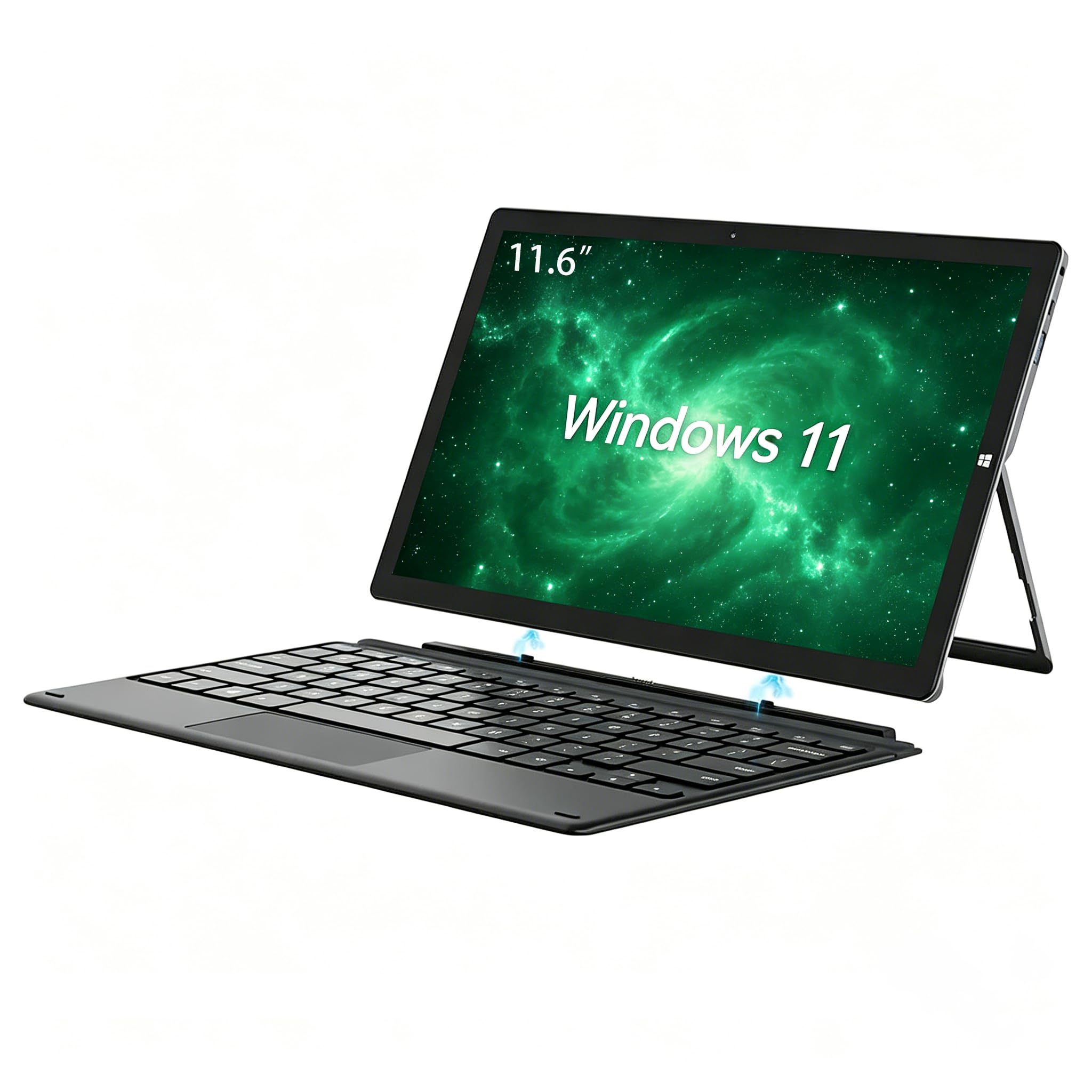 ZAOFEPU 2 in 1 Laptop Windows Tablet, 11.6" Touchscreen Tablets with Keyboard, 6GB RAM 128GB SSD, 2.7GHz, WiFi-2.4G/5G, BT4.2/HDMI/USB3.0/Dual Camera/SD Card Slot