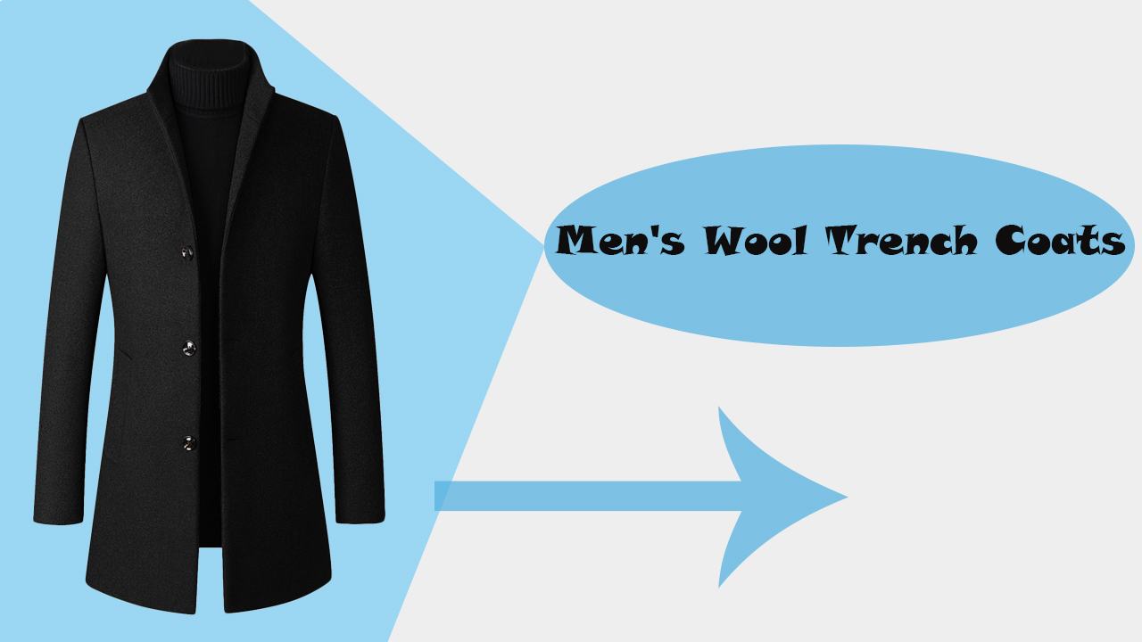 FTCayanz Men's Trench Coat Wool Blend Slim Fit Top Coat Single