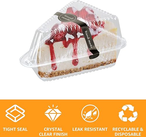 Miniatura 3 de 200 recipientes gruesos para tartas con tapas, recipientes de plástico transparente con bisagras para tarta de queso, cajas individuales desechables