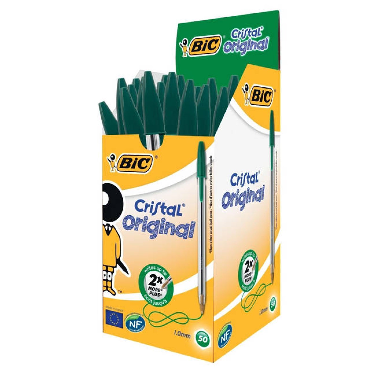 BIC 8373629 - Bic Cristal Ball Pen Medium 10mm Green 8373629 - (PK50)