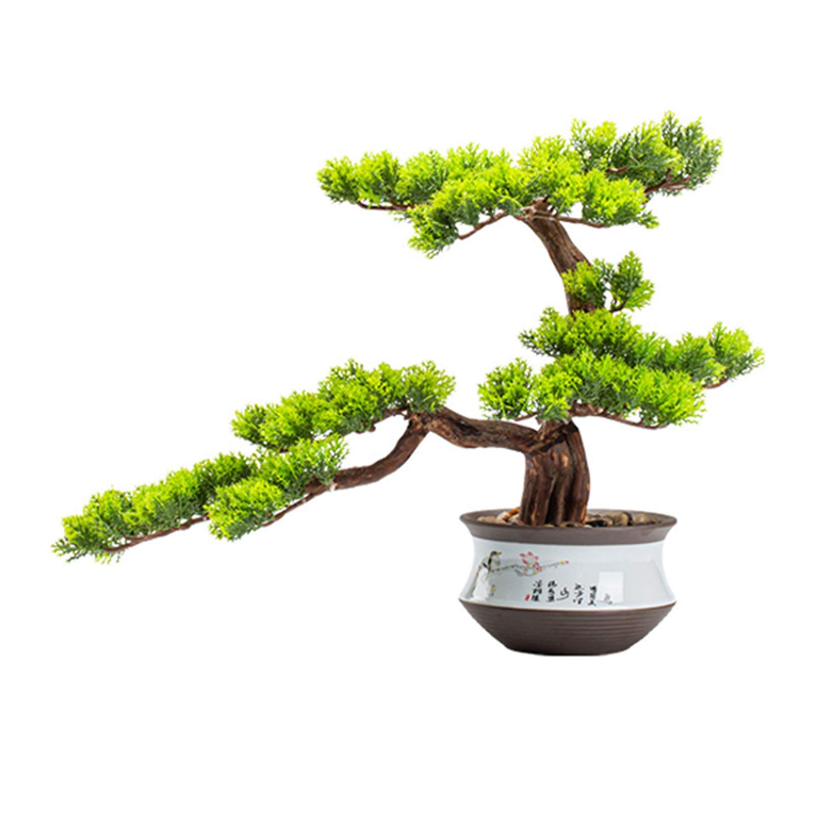 IUokLU Artificial Potted Plants Indoor Fake Pine and Cypress Artificial Bonsai Tree Living Room Hotel Entrance Ornaments (Green)