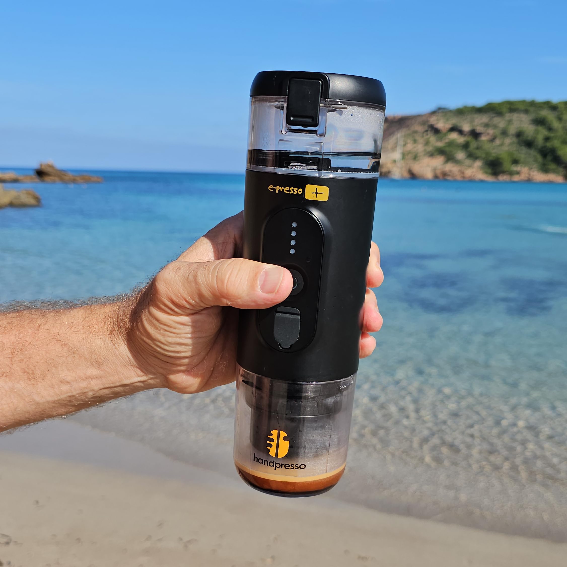 Handpresso - cafetiere portable E-PRESSO+ et sa valise - machine a cafe portable batterie USB | réservoir 90 ml | batterie 3 cellules x 2,9 Ah | Cafetiere de voyage capsules expresso ou café moulu