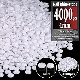 4000pcs 4mm Resin Rhinestones Bulk, White Flatback Round Jelly Rhinestones Bedazzling Non Hotfix Crystal Gems Large Quantity Wholesale for DIY Crafts Clothes Bottles Tumblers Face Makeup Manicure