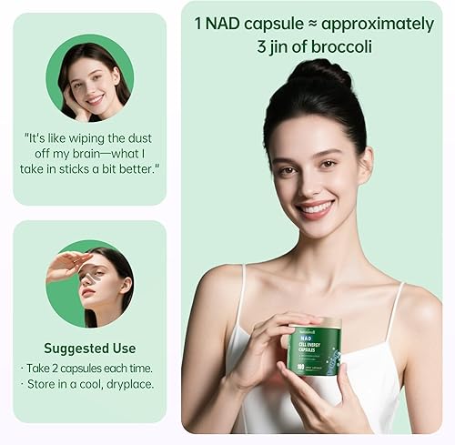 Miniatura 6 de Suplemento NAD con Quercetina Resveratrol Antienvejecimiento Antioxidante Energía Celular Apoyo a la Salud del Cerebro Vegano No GMO 100 Cápsulas